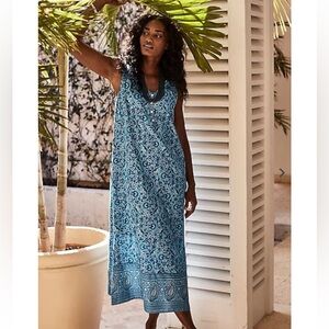 J. Jill Teal and Navy Paisley Dress